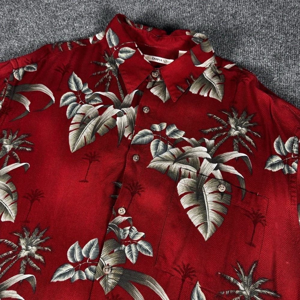 CAMPIA MODA Floral Palm Men Short Sleeve Shirt Size L Red AOP